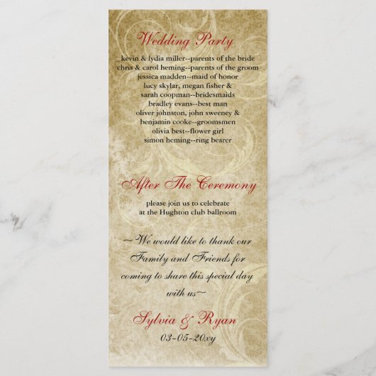 automne brun programme de mariage feuille (Dos)