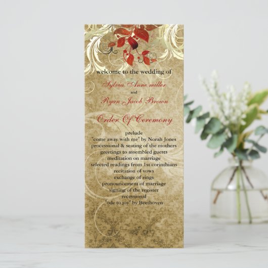 automne brun programme de mariage feuille (Debout devant)