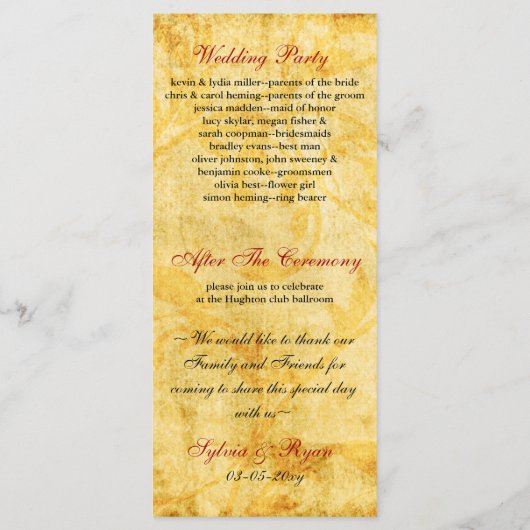 automne brun programme de mariage feuille (Dos)