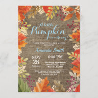 Automne Burlap Boy Baby shower Invitation