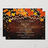 Automne Chaîne Lumières Bois Faire-part de mariage (Devant / Derrière)