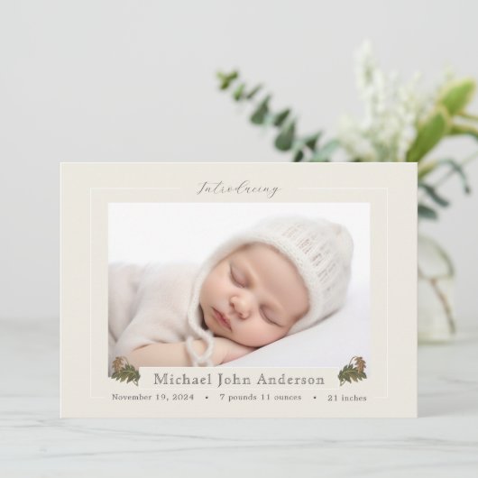 Automne Chêne Feuille Faire-part de naissance phot (Debout devant)