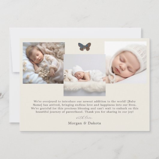 Automne Chêne Feuille Faire-part de naissance phot (Dos)