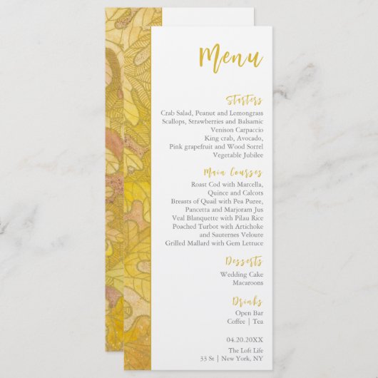 Automne Chêne Feuille Menu Mariage (Devant / Derrière)