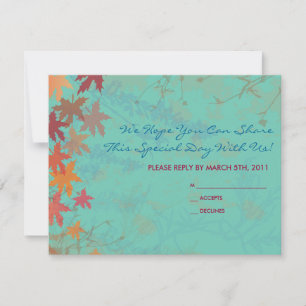 Automne Chute Bat mitzvah Feuille CARTE DE RÉPONSE