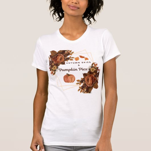 Automne Ciels et Citrouilles Pies Tshirt Automne (Devant)