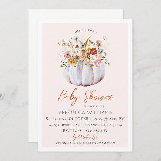 Automne Citrouille Baby shower Invitation (Devant / Derrière)