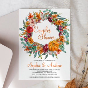 Automne Citrouille Couples Douche Invitation