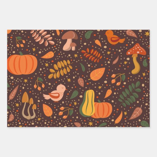 Automne Citrouille et Feuille Envelopper un ensemb (Devant)