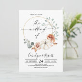 Automne Citrouille Floral Faire-part de mariage (Debout devant)