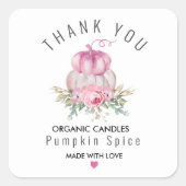 Automne Citrouille Floral merci produit étiquette (Devant)