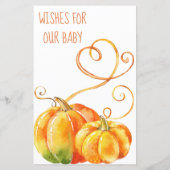 Automne Citrouille Orange Automne Baby Wish Cartes (Dos)