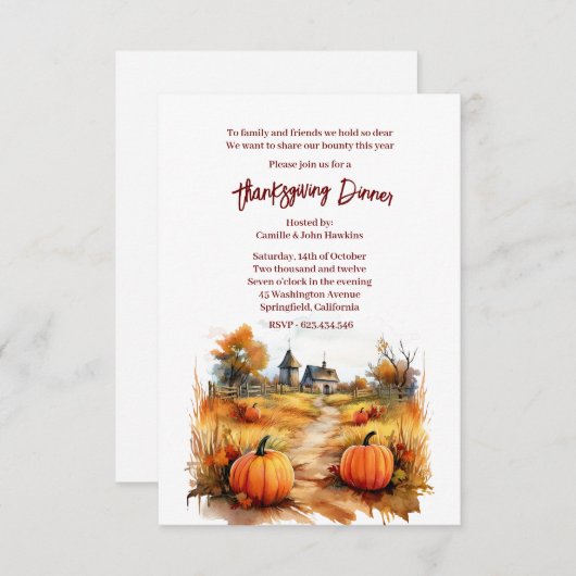 Automne Citrouille Patch Party Invitation (Devant / Derrière)