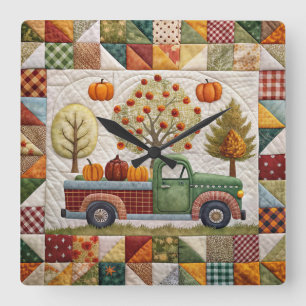 Automne Citrouille Pickup Truck Wall Horloge