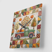Automne Citrouille Pickup Truck Wall Horloge (Angle)