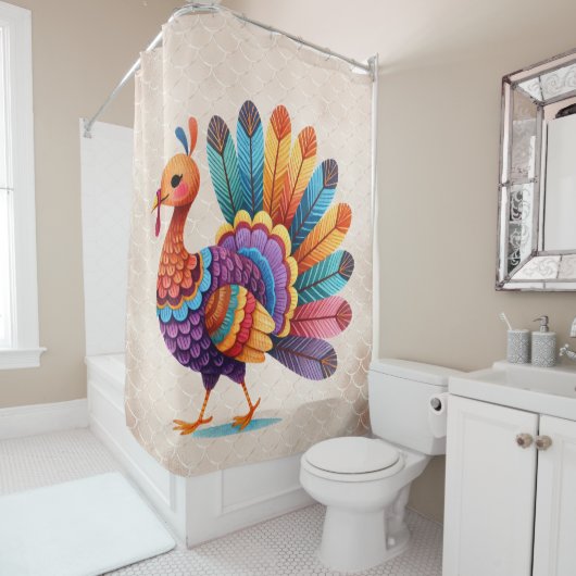 Automne Citrouille Rideau de douche (En situation)