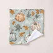 Automne Citrouille Serviette Jeu 3 Turquoise (Gant de toilette)