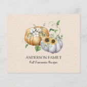 Automne Citrouille Sunflower Cotton Recette Carte (Dos)