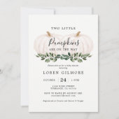 Automne Citrouille Twin Baby shower Invitation (Devant)