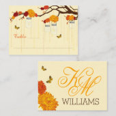 Automne Dahlia Branche Mariage moderne Cartes de P (Devant / Derrière)