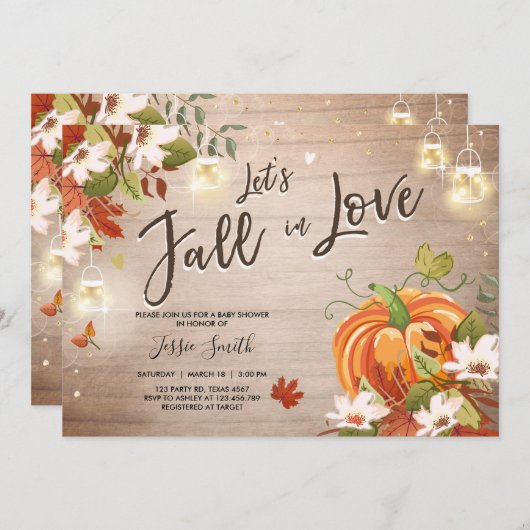 Automne dans Love douche invitation bébé nuptiale  (Devant / Derrière)