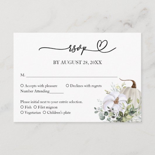 Automne dans Love Greenery Wedding Carte RSVP (Devant)