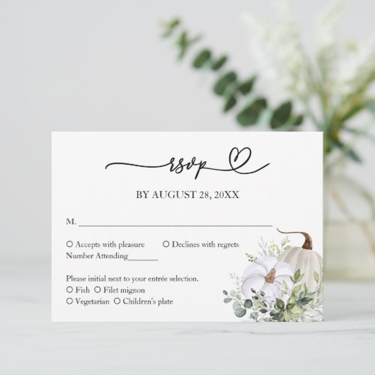 Automne dans Love Greenery Wedding Carte RSVP (Debout devant)