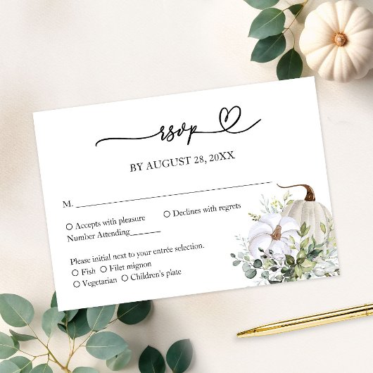 Automne dans Love Greenery Wedding Carte RSVP