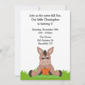 Automne Donkey 1er anniversaire Invitation (Devant)