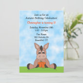 Automne Donkey Anniversaire Invitation pour garçon (Debout devant)