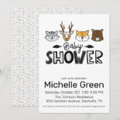 Automne Doodle Animaux Baby shower Invitation (Devant / Derrière)