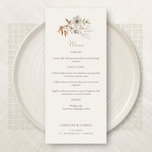 Automne Elegant minimaliste Fleur sauvage menu Mar