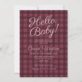 Automne En vichy Baby shower Invitation minimale (Devant)