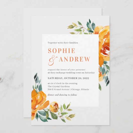 Automne enchantée Mariage de automne Invitations A (Devant / Derrière)