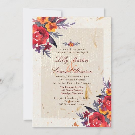 Automne Essence Mariage Invitations (Devant)