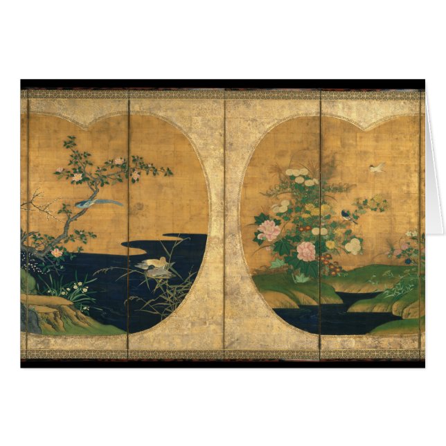 Automne et fleurs et oiseaux d'hiver (Devant horizontal)