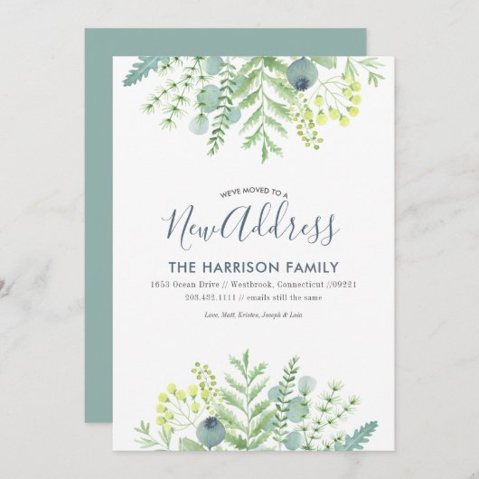 Automne Eucalyptus Floral Moving Faire-part (Devant / Derrière)