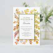 Automne Eucalyptus Verdure invitation Baby shower (Debout devant)