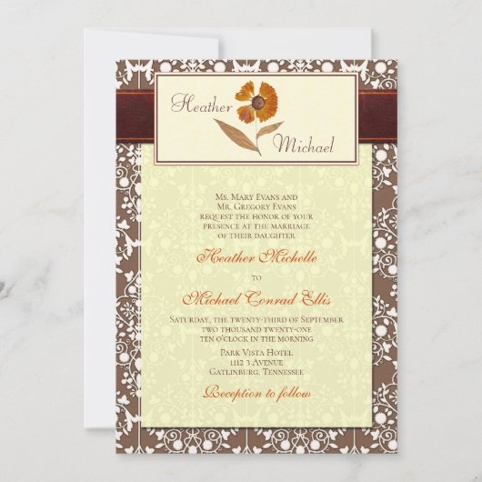 Automne Faire-part de mariage à fleurs (Devant)