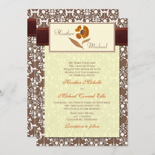 Automne Faire-part de mariage à fleurs (Devant / Derrière)