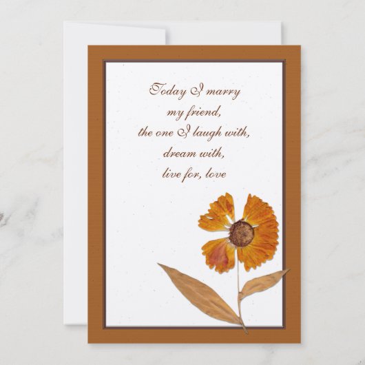 Automne Faire-part de mariage à fleurs séchées (Dos)