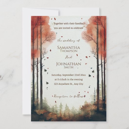 Automne Faire-part de mariage rustique (Devant)