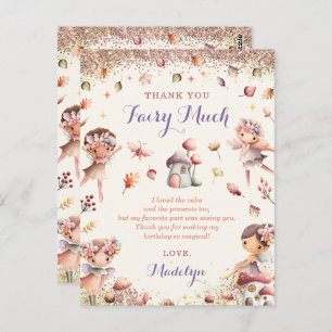 Automne Fairy Girl Birthday Merci carte postale
