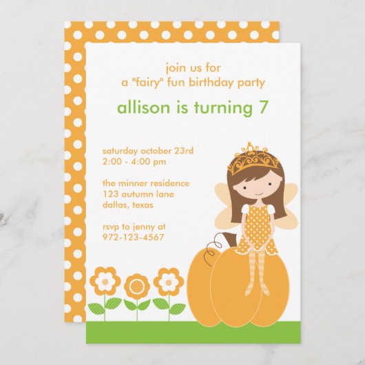 Automne Fairy Princess Invitations (Devant / Derrière)