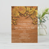 Automne Faux Gold Leaf Art Élégant Invitations Aut (Debout devant)