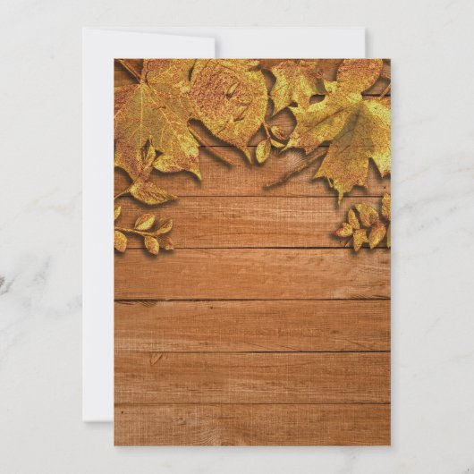 Automne Faux Gold Leaf Art Élégant Invitations Aut (Dos)