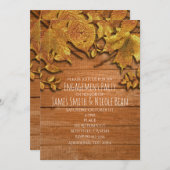 Automne Faux Gold Leaf Art Élégant Invitations Aut (Devant / Derrière)
