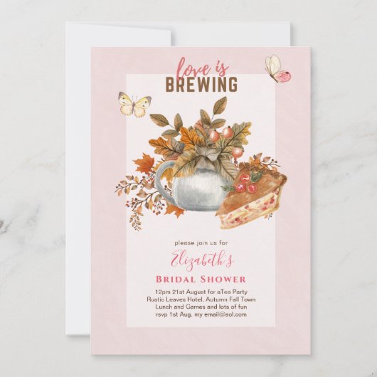 Automne Fête des mariées Tea Party Invitations (Devant)