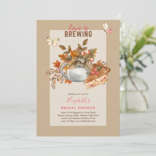 Automne Fête des mariées Tea Party Invitations (Debout devant)