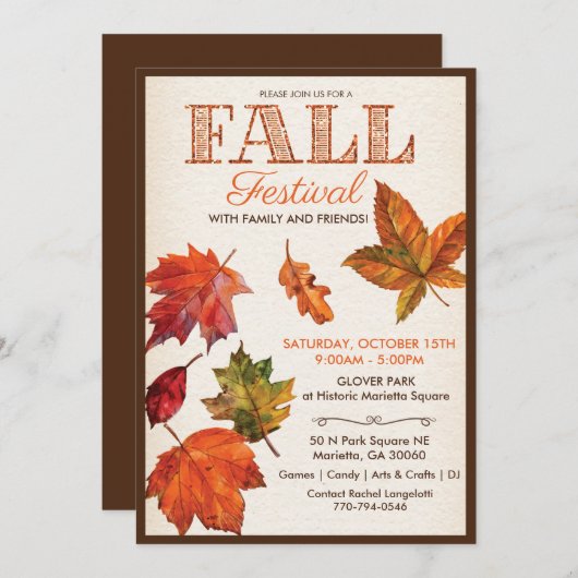 Automne Fête des récoltes Invitation Feuille (Devant / Derrière)